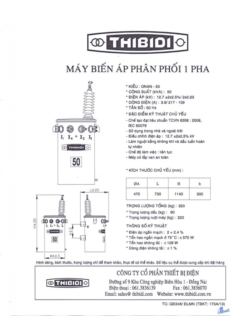 Máy biến áp thibidi 50KVA-TC-346