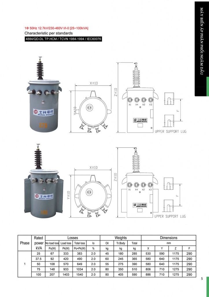 Máy biến áp shihlin 1P phân phối ngâm dầu